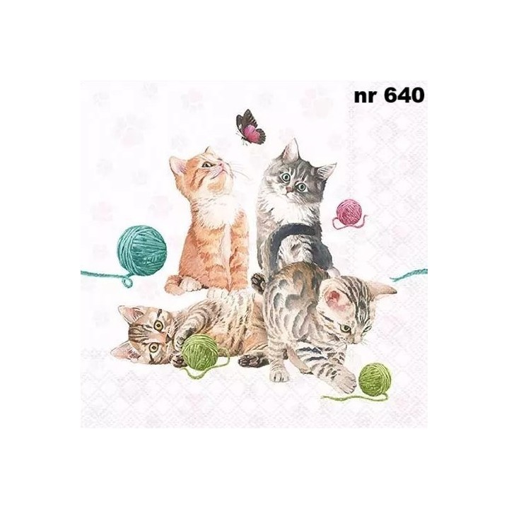 Playing kitten servet 33x33cm