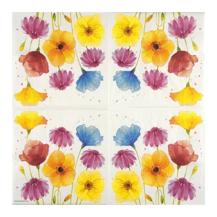 Colourful summer flowers servet 33x33cm