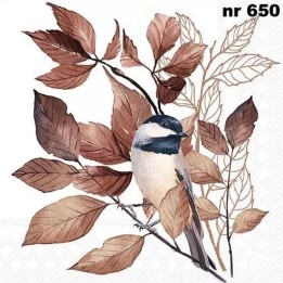 Lovely chickadee white servet 33x33cm