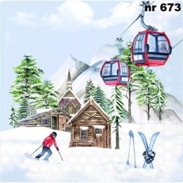 Ski hut servet 33x33cm