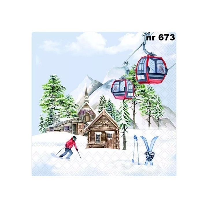 Ski hut servet 33x33cm