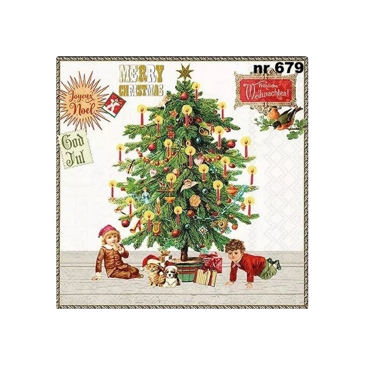 Under the X-Mas tree white servet 33x33cm