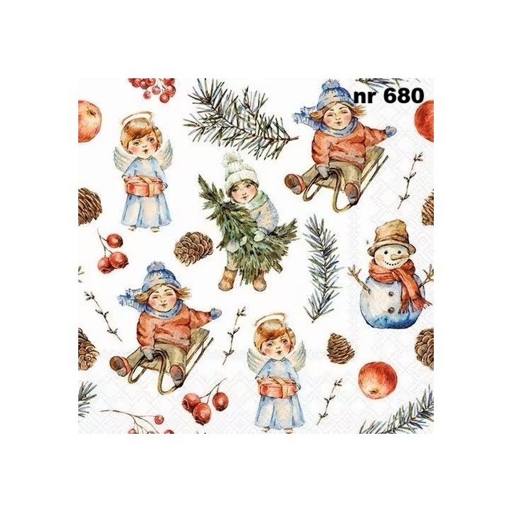 Playing outside white servet 33x33cm