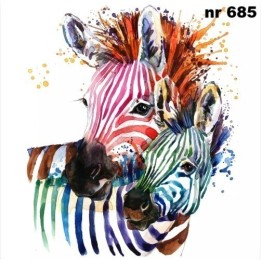Rainbow Zebras servet 33x33cm