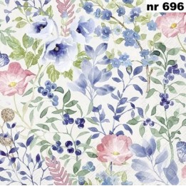 INDIGO FLOWERS light grey servet 33x33cm