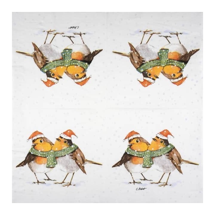 Frida & Fritz Winter robin servet 33x33cm