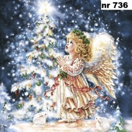 Xmas angel & rabbits servet 33x33cm