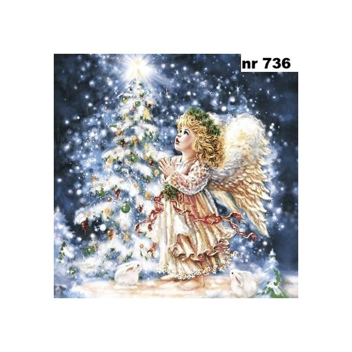 Xmas angel & rabbits servet 33x33cm