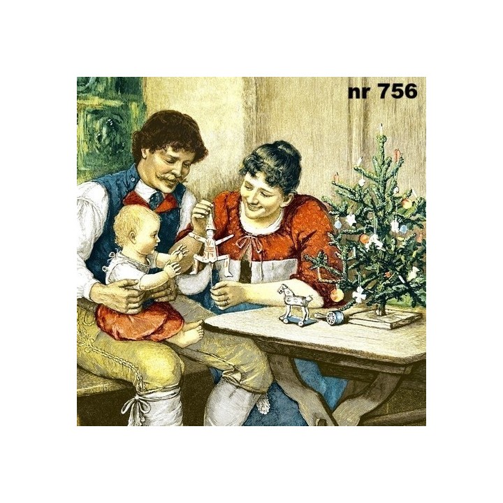 Vintage family servet 33x33cm