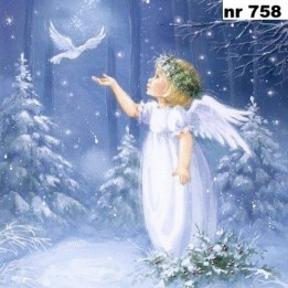 Angel with dove servet 33x33cm