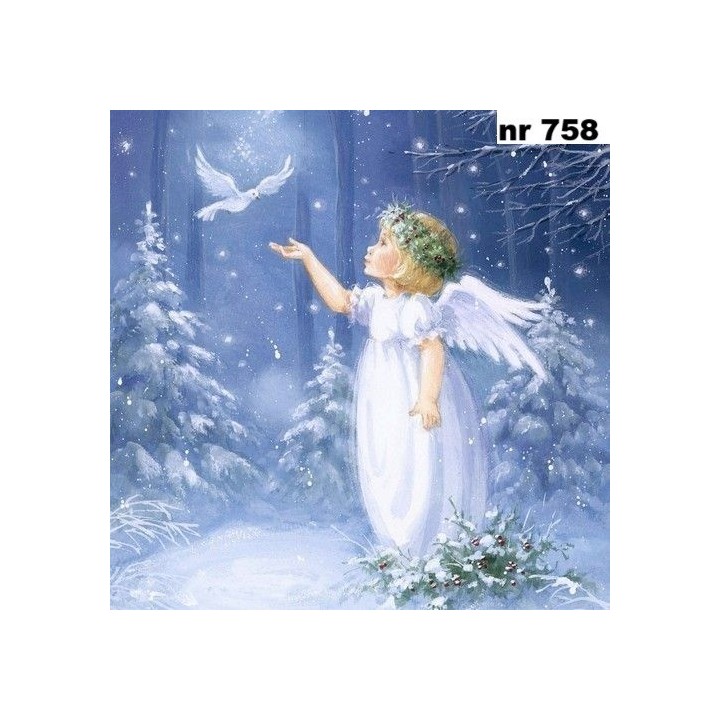 Angel with dove servet 33x33cm