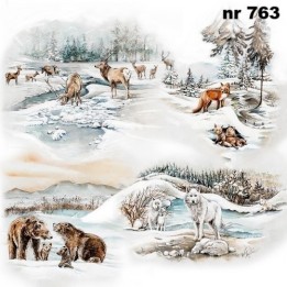 Natural animals in winter servet 33x33cm