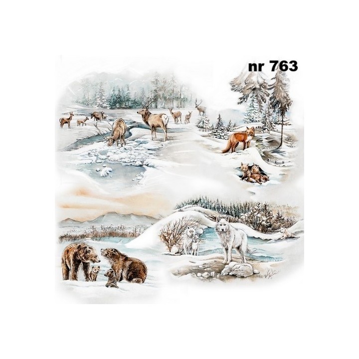 Natural animals in winter servet 33x33cm
