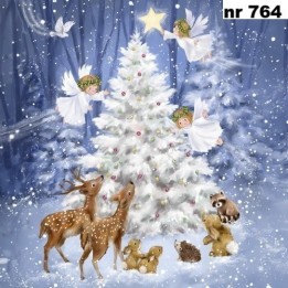 Magic tree in forest servet 33x33cm