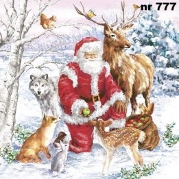 Santa & animals servet 33x33cm