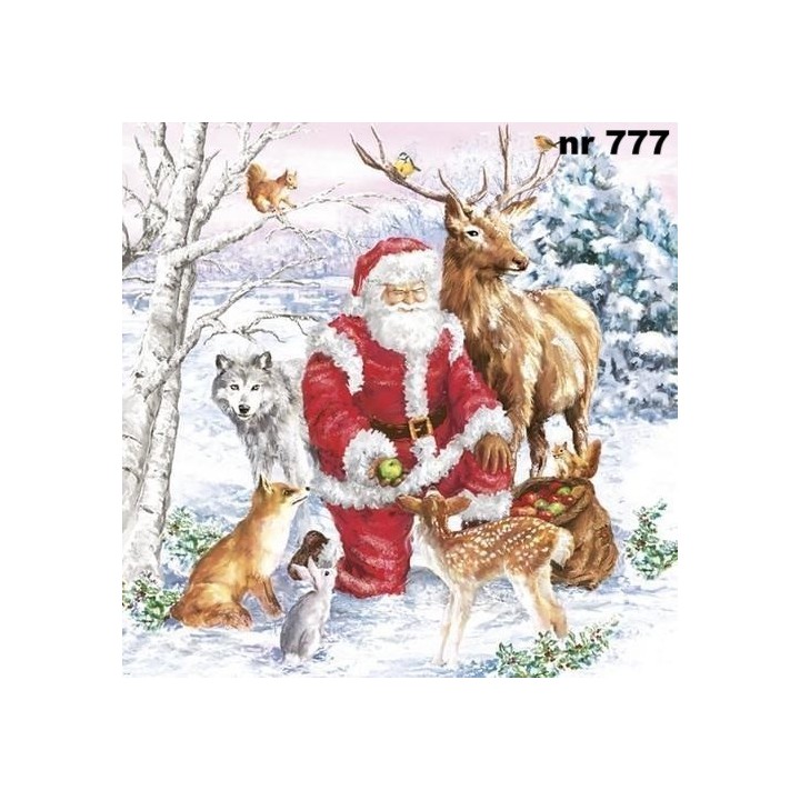 Santa & animals servet 33x33cm