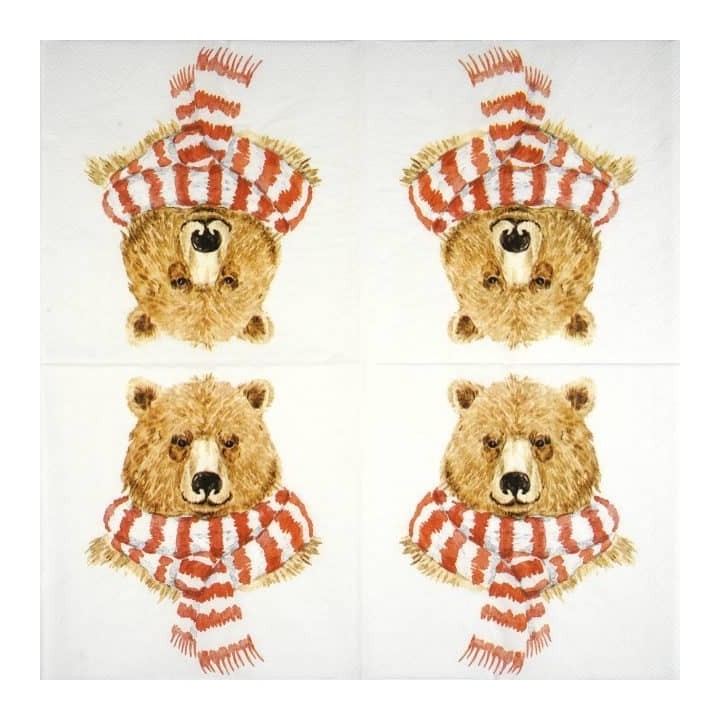 Winter brown bear servet 33x33cm