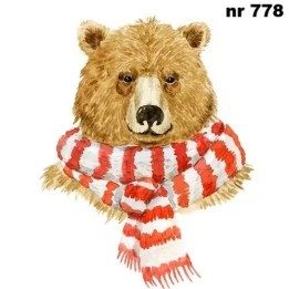 Winter brown bear servet 33x33cm