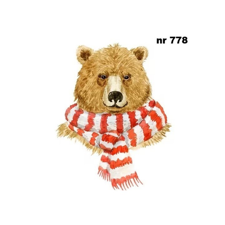 Winter brown bear servet 33x33cm