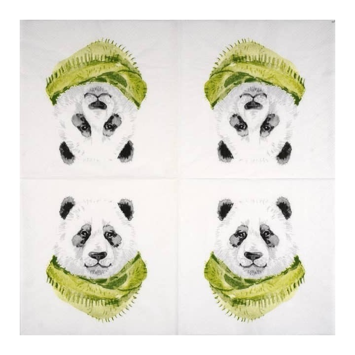 Winter panda bear servet 33x33cm