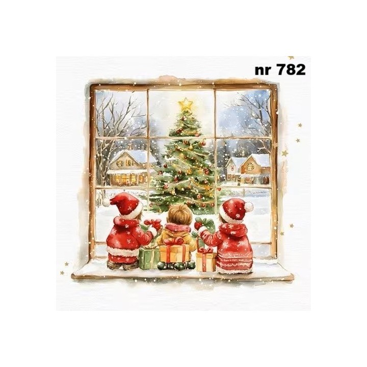 Waiting for santa servet 33x33cm