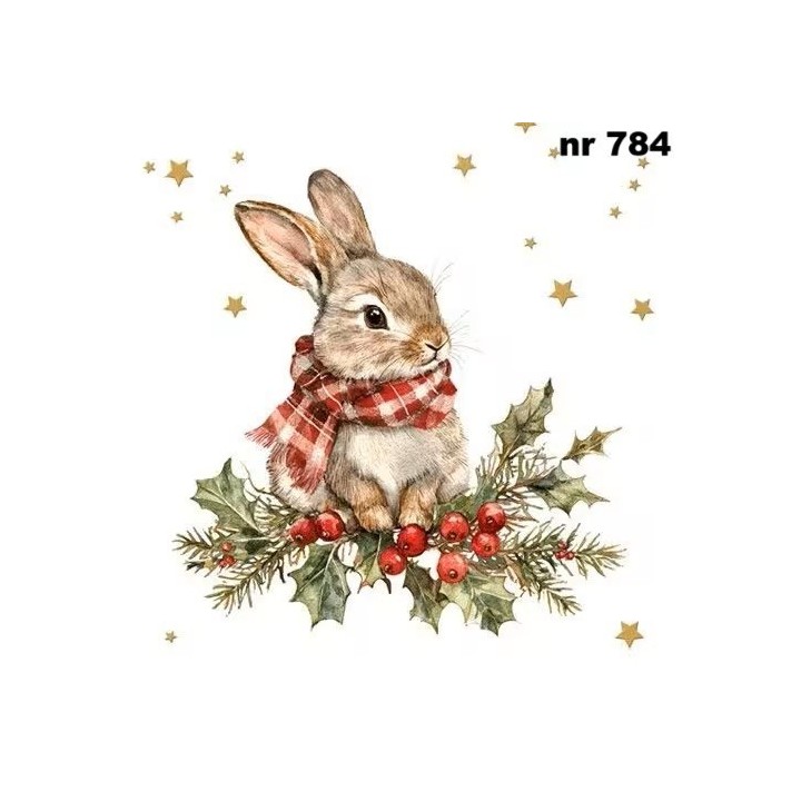 Winter bunny servet 33x33cm