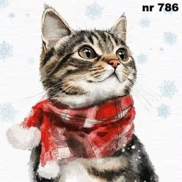 Katie - Cat with scarf servet 33x33cm