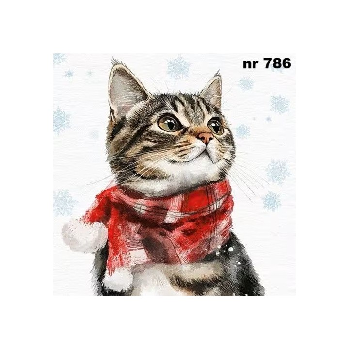 Katie - Cat with scarf servet 33x33cm