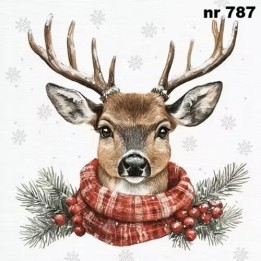 Cerf d'hiver - Deer with scarf servet 33x33cm