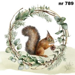 Squirrel in natural wreath servet 33x33cm