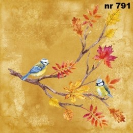 Blue tits on an autumnal branch servet 33x33cm