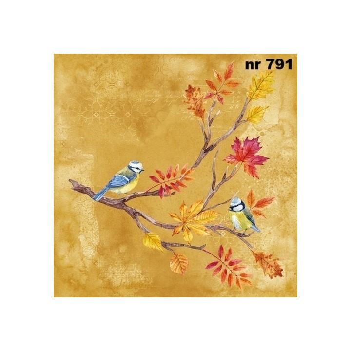 Blue tits on an autumnal branch servet 33x33cm