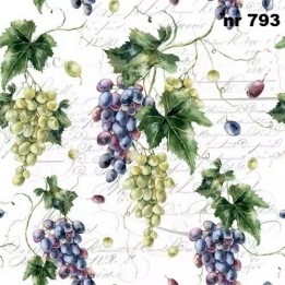 Juicy grapes on leaves servet 33x33cm