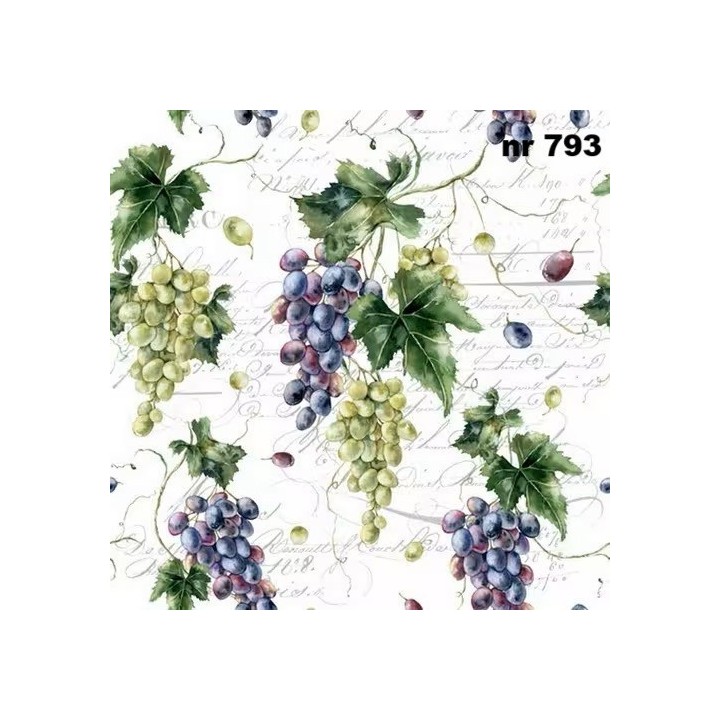 Juicy grapes on leaves servet 33x33cm