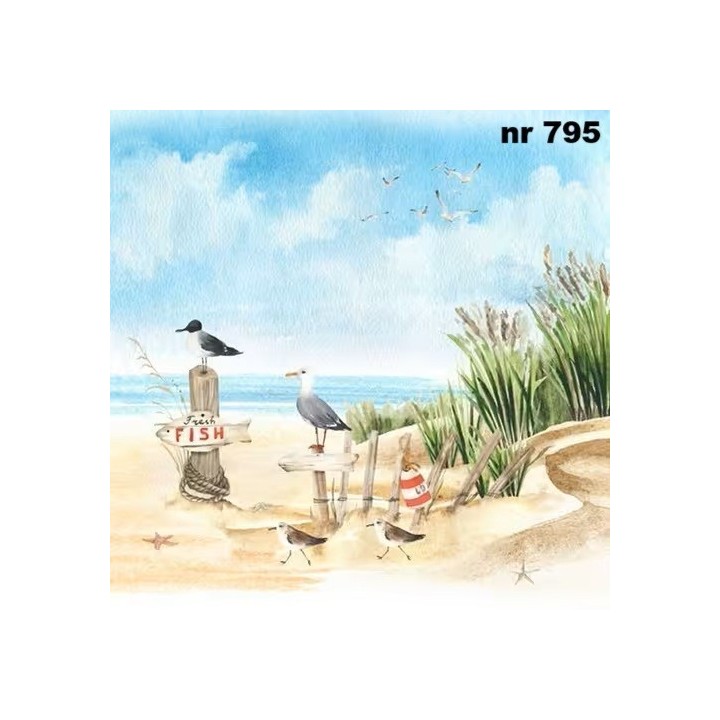 Fresh fish at coastal dune servet 33x33cm