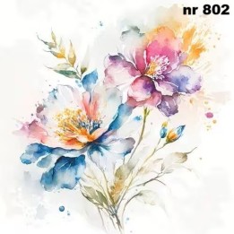 Watercolour pastel flowers servet 33x33cm