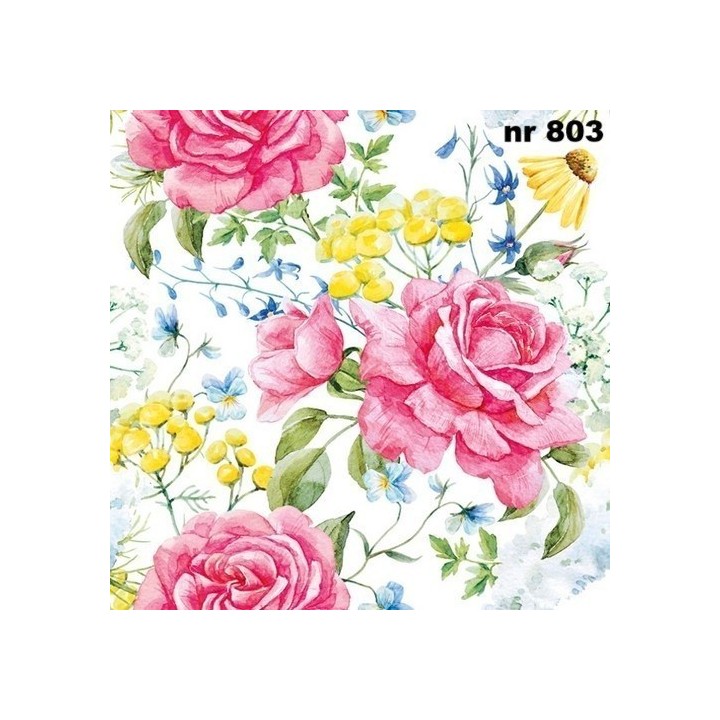 Roses and field flowers servet 33x33cm