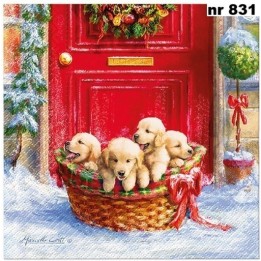 Christmas puppies servet 33x33cm