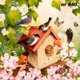 Bird house servet 33x33cm