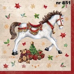 Festive horse servet 33x33cm