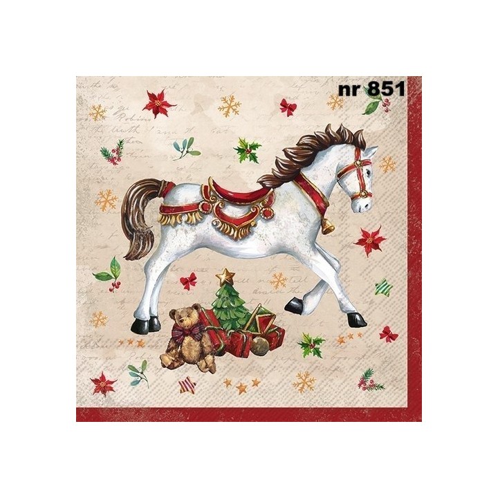 Festive horse servet 33x33cm