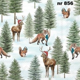 Nordic winter animals servet 33x33cm