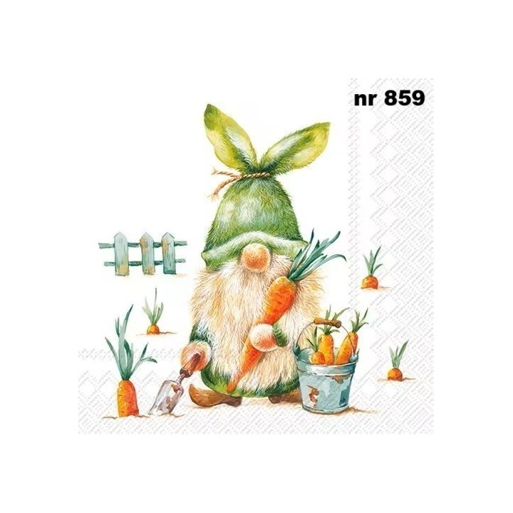 Pascal - Gnome as gardener servet 33x33cm