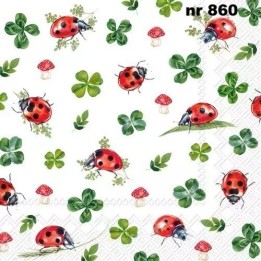 Lucky ladybugs servet 33x33cm