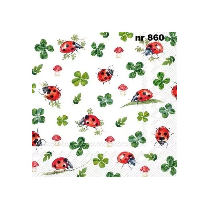 Lucky ladybugs servet 33x33cm