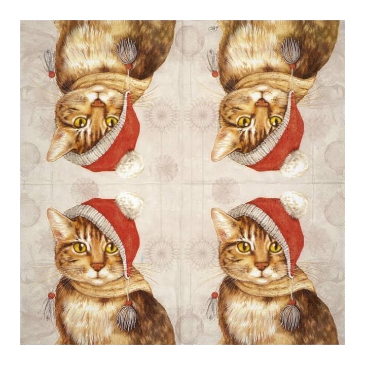 Jill cream - Cat with hat servet 33x33cm