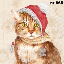 Jill cream - Cat with hat servet 33x33cm