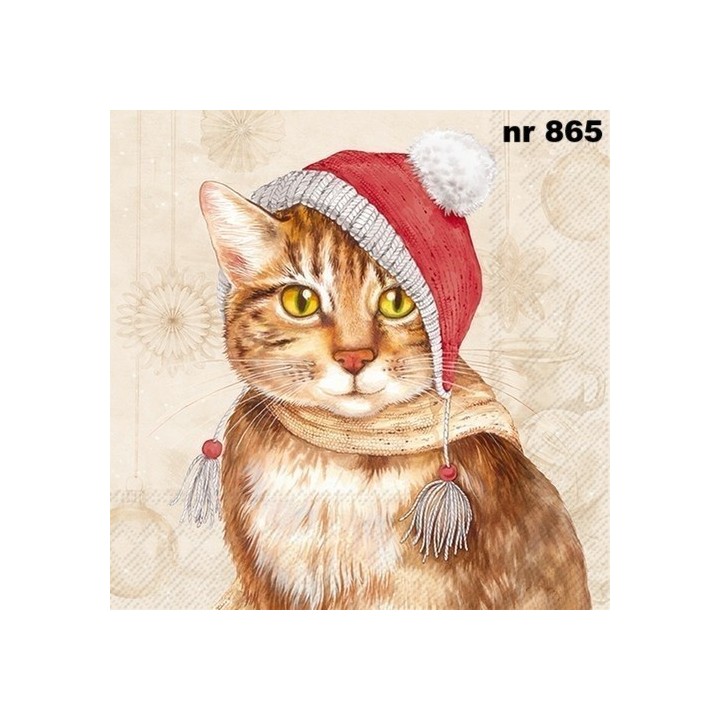 Jill cream - Cat with hat servet 33x33cm