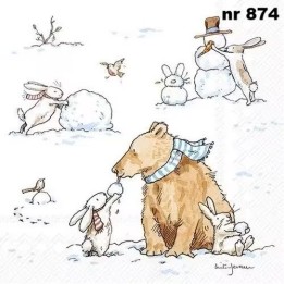 Snow friends servet 33x33cm