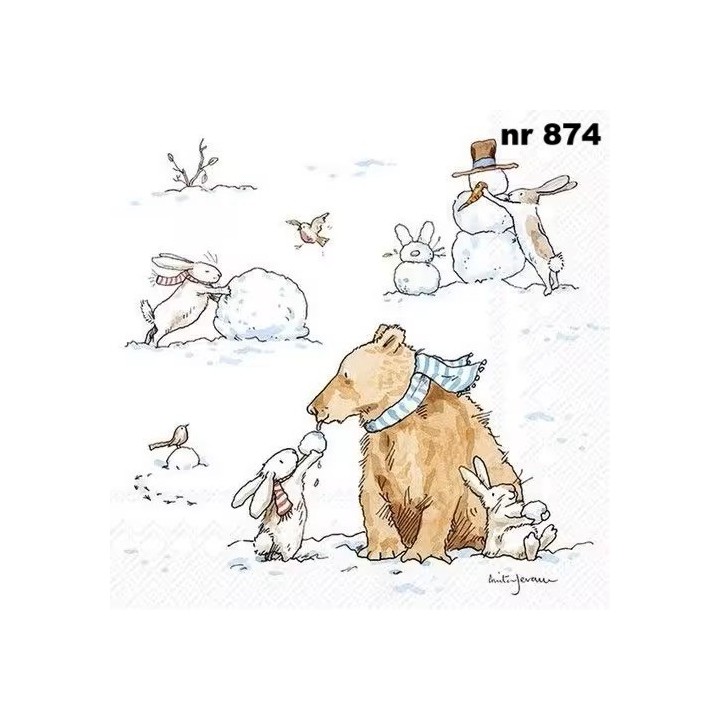 Snow friends servet 33x33cm